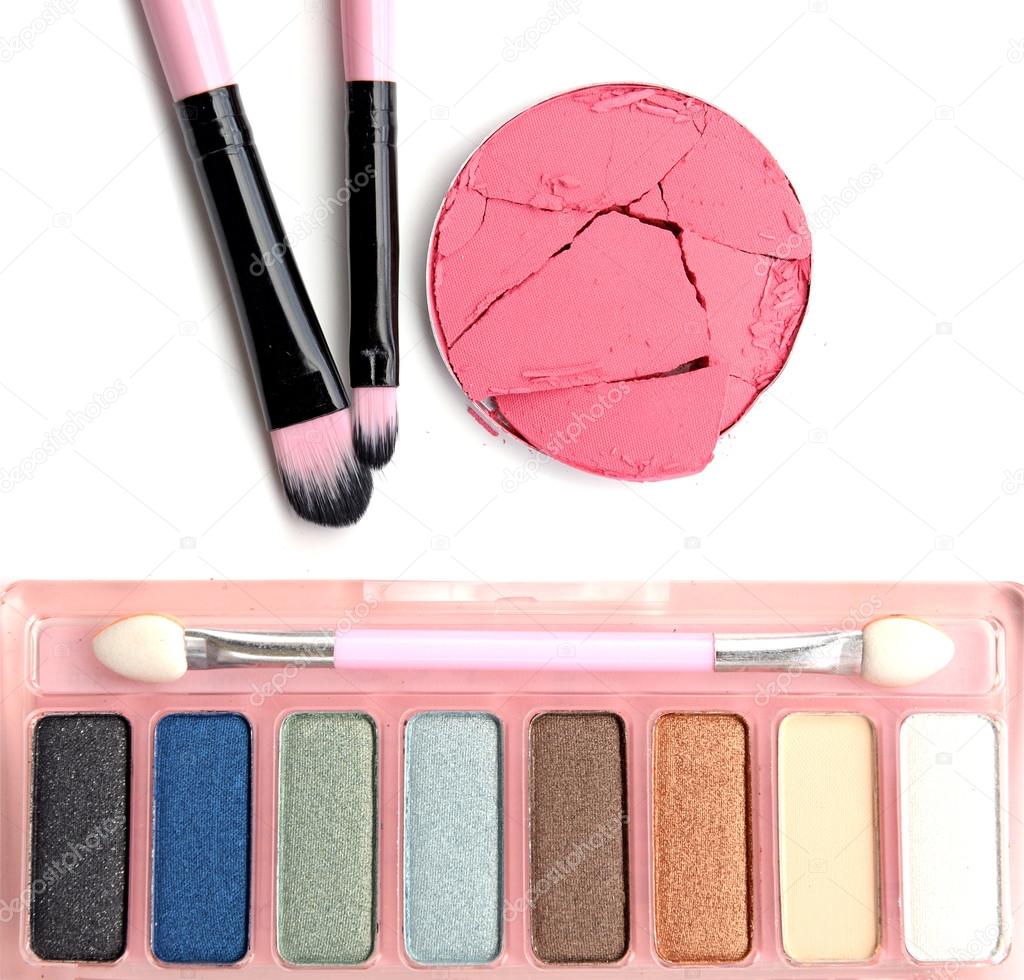 Cosmetics And Makeup Tools For Professional Make A Top View On A