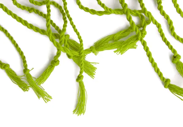 Tecido de corda verde no branco — Fotografia de Stock