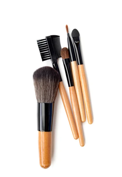 Professionele make-up borstel. collectie van borstels op witte achtergrond — Stockfoto