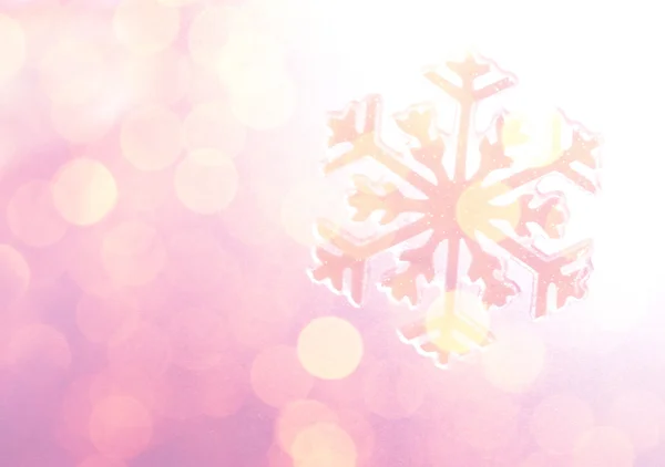Jul och nyår festliga bokeh bakgrund, Snow flake. — Stockfoto