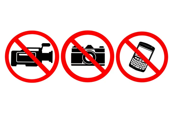 No photography, no video, no phone allowed on white background — Stock Photo, Image