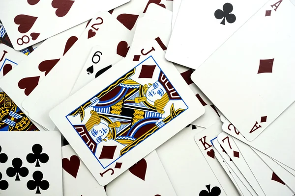 Background of cards with Jack card on the top — Stock Photo, Image