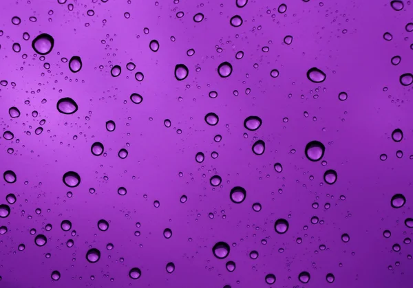 Gotas de água em vidro roxo — Fotografia de Stock