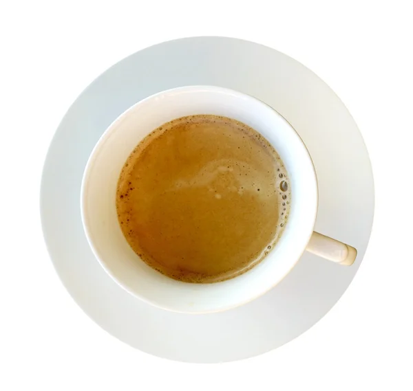 Primo piano della tazza di caffè su sfondo bianco — Foto Stock