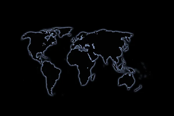 Mapa del mundo brillando sobre fondo oscuro — Foto de Stock