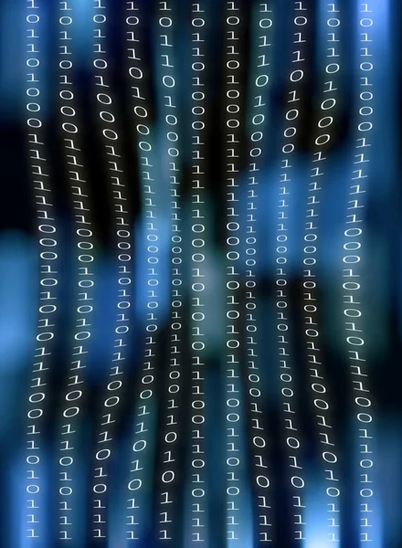 Código binario abstracto en pantalla digital azul —  Fotos de Stock