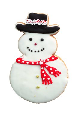 Tatil kardan adam Gingerbread adam beyaz arka plan üzerinde izole çerez
