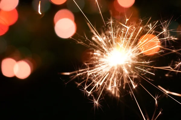 Colorful sparkler, New Year celebration — Stock Photo, Image