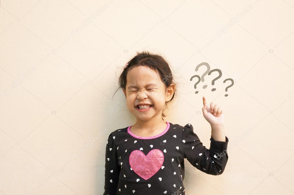 Little girl with question mark