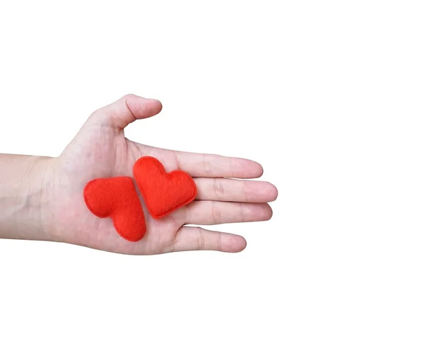 Corazón en la mano sobre fondo blanco — Foto de Stock