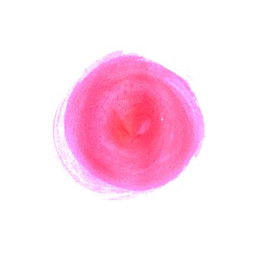 Beyaz arka plan üzerinde izole daire boyalı soyut pembe suluboya