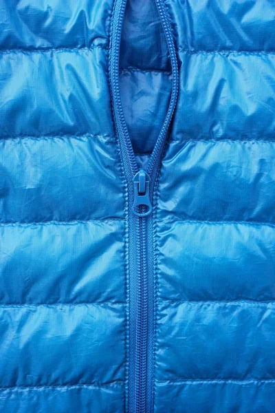 Close up of down jacket and zip