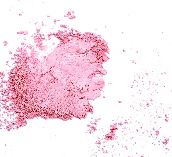 Make-up Wangen und Augen. rosa Kosmetikpuder auf weißem Hintergrund — Stockfoto