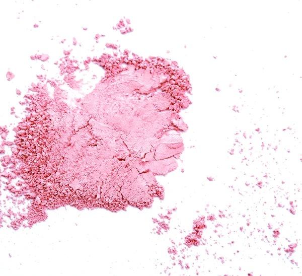 Makeup kinder och ögon. rosa kosmetiska pulver på vit bakgrund Royaltyfria Stockfoton