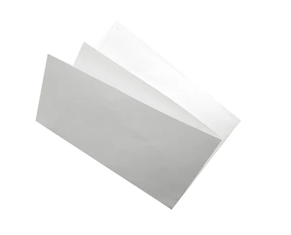 Folleto plegado en blanco aislado en blanco — Foto de Stock