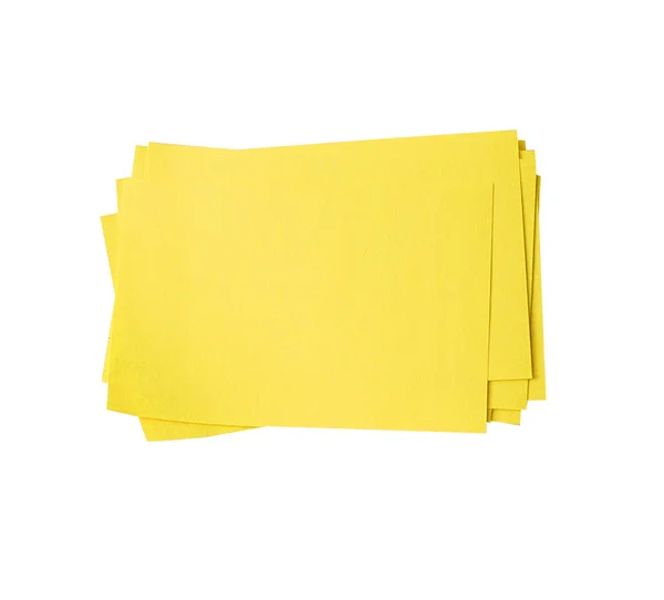 空白的黄色粘滞便笺块白色 (剪切路径上孤立) — 图库照片