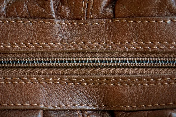 Leather with zipper texture (close up) — Stock Photo, Image