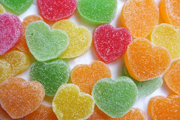 Sweet jelly hearts background — Stock Photo, Image