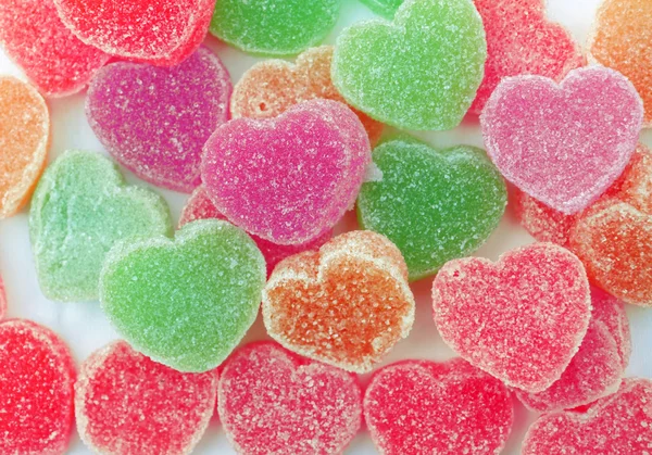 Sweet jelly hearts background — Stock Photo, Image