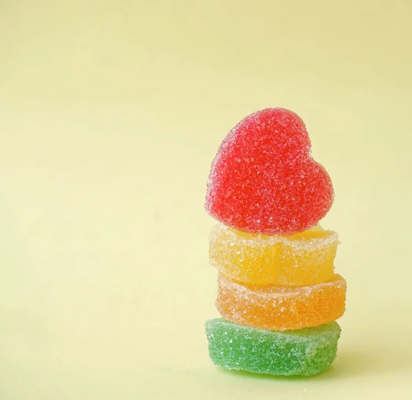 Sweet jelly hearts stack — Stock Photo, Image