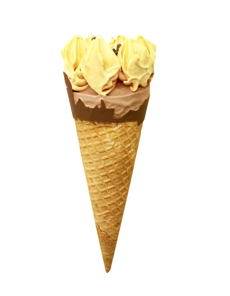 Ice cream cone on white background — Stock Photo, Image