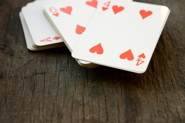 Deck of cards on wooden background — Stock Photo, Image