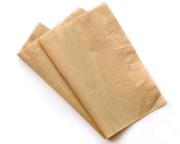 Brown Recycled tissue Napkin isolated on white background — Stock Photo, Image