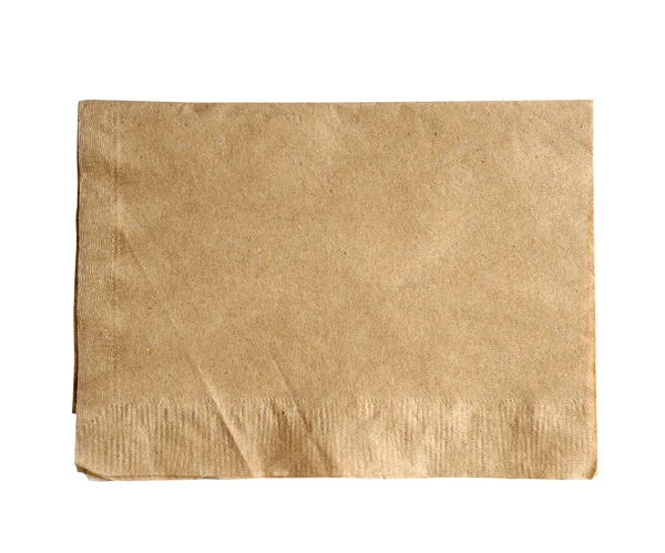 Brown napkin isolate on white (clipping path) — Stock Photo, Image