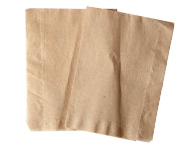 Kahverengi peçete izole beyaz (kırpma yolu)