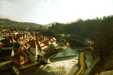 Cesky Krumlov 'un panoramik görünümü