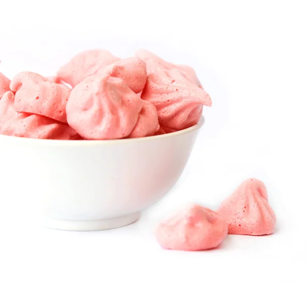 Bowl of sweet meringue cookies — Stock Photo, Image