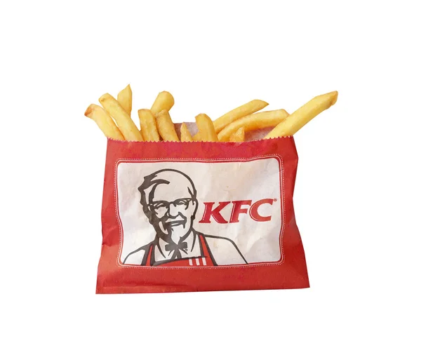 Bangkok, Thailand - 28 maart 2015: Kentucky Fried Chicken, Franse frietjes Menu geïsoleerd op wit. KFC is de's werelds grootste restaurantketen. Rechtenvrije Stockafbeeldingen