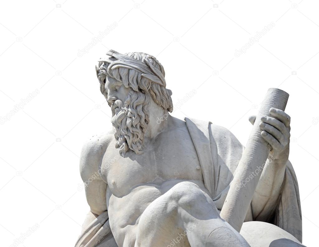 Statue of the god Zeus in Bernini's Fountain of the Four Rivers in the Piazza Navona, Rome (isolate with clipping path)
