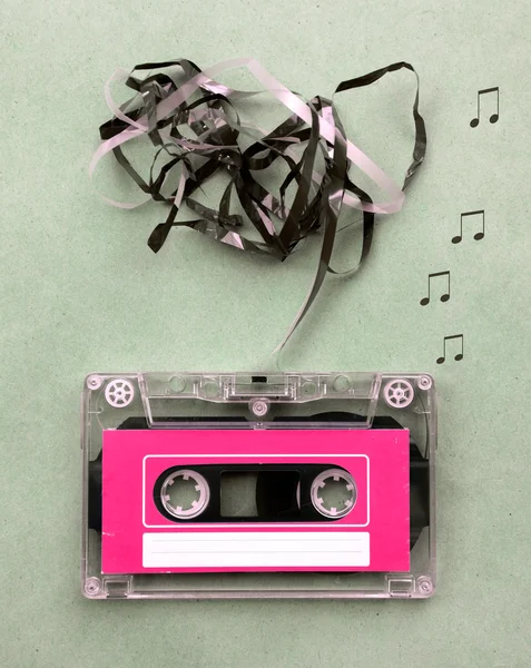 Vintage görünümlü manyetik teyp kaseti ses müzik şarkı Not darbe dışarı ile kayıt için