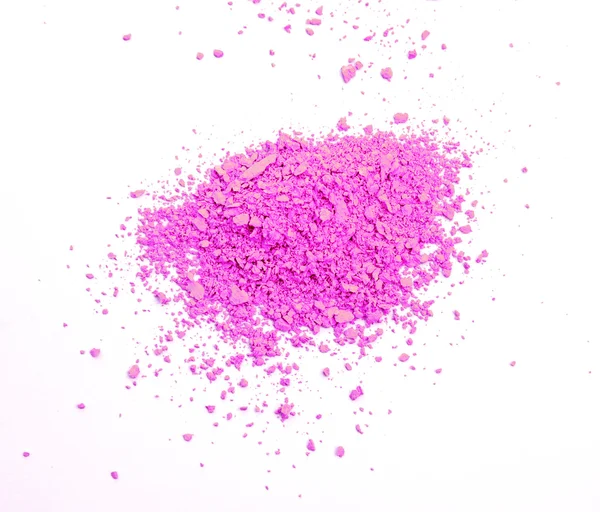 Μακιγιάζ μάγουλα και τα μάτια. ροζ καλλυντικά σε σκόνη σε άσπρο φόντο — Φωτογραφία Αρχείου