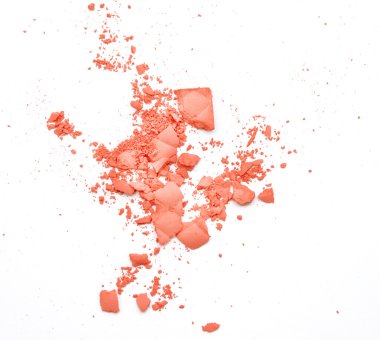 Makyaj yanak ve göz. Beyaz üzerine pembe kozmetik toz