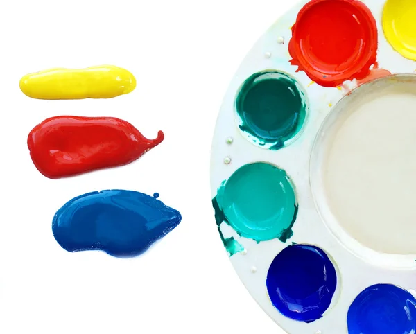 Primary colors blob and palette on white background. — Stock Photo, Image