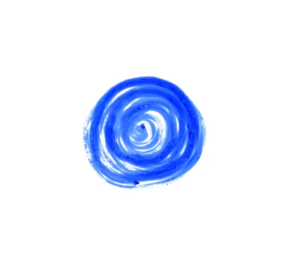 感觉上白色孤立的钢笔手绘制蓝色圆圈 — 图库照片