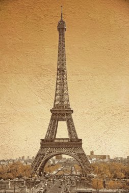 Vintage tarzı ünlü Eyfel Kulesi Paris, Fransa