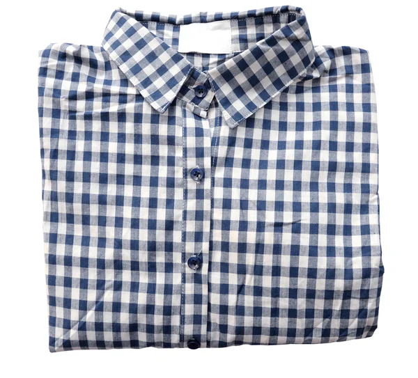 밝은 파란색 체크 무늬 셔츠 화이트 (클리핑 경로에 격리) — 스톡 사진
