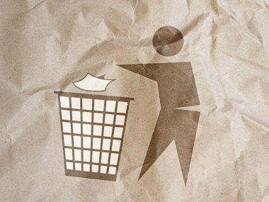 Elden çıkarma işareti kahverengi kağıt arka plan üzerinde
