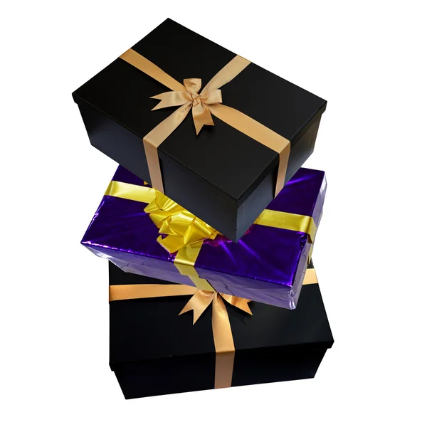 Tres cajas de regalo pila — Foto de Stock