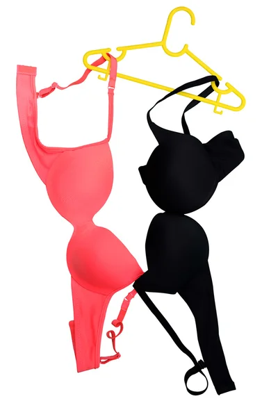 Bras on hanger isolated on white (clipping path) — Stock Photo, Image