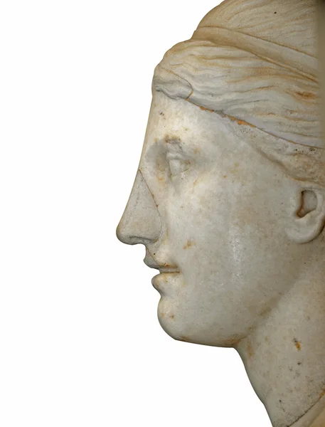Kvinnan ansikte skulptur isolera — Stockfoto