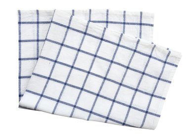 Beyaz arka plan (kırpma yolu üzerinde izole mavi kumaş mutfak havlusu)