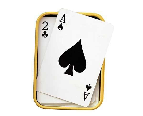 Play cards in Box isolate on white (clipping path) — Stock Photo, Image