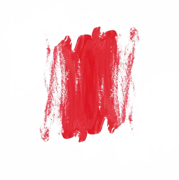 Rode verf penseel textuur op witte achtergrond — Stockfoto