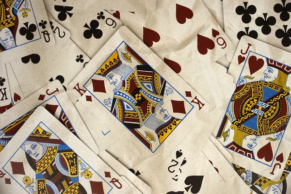 Old poker cards paper for background — Stock Photo, Image