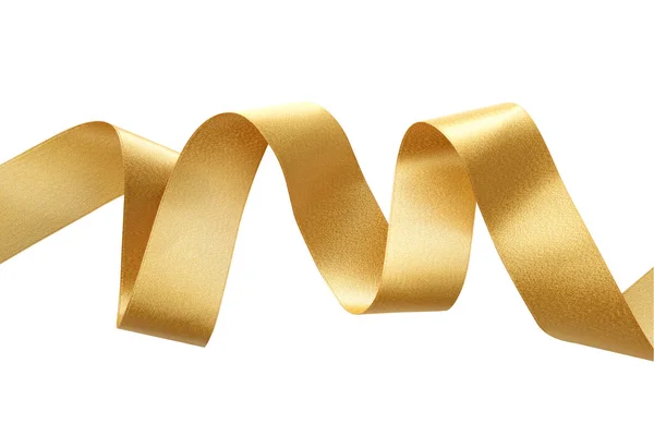 Golden ribbon border isolated on white, clipping path — Stock Photo, Image