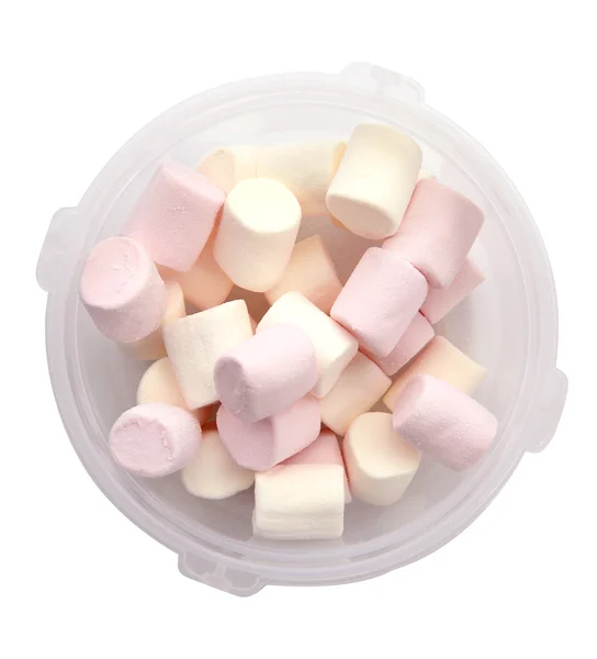 Marshmallow in bowl on white background (clipping path) — Stock Photo, Image